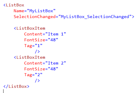 ListBoxCode Basic List Box Xaml code