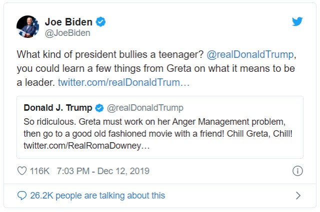 BidenOnTrumpTweetOnGreta